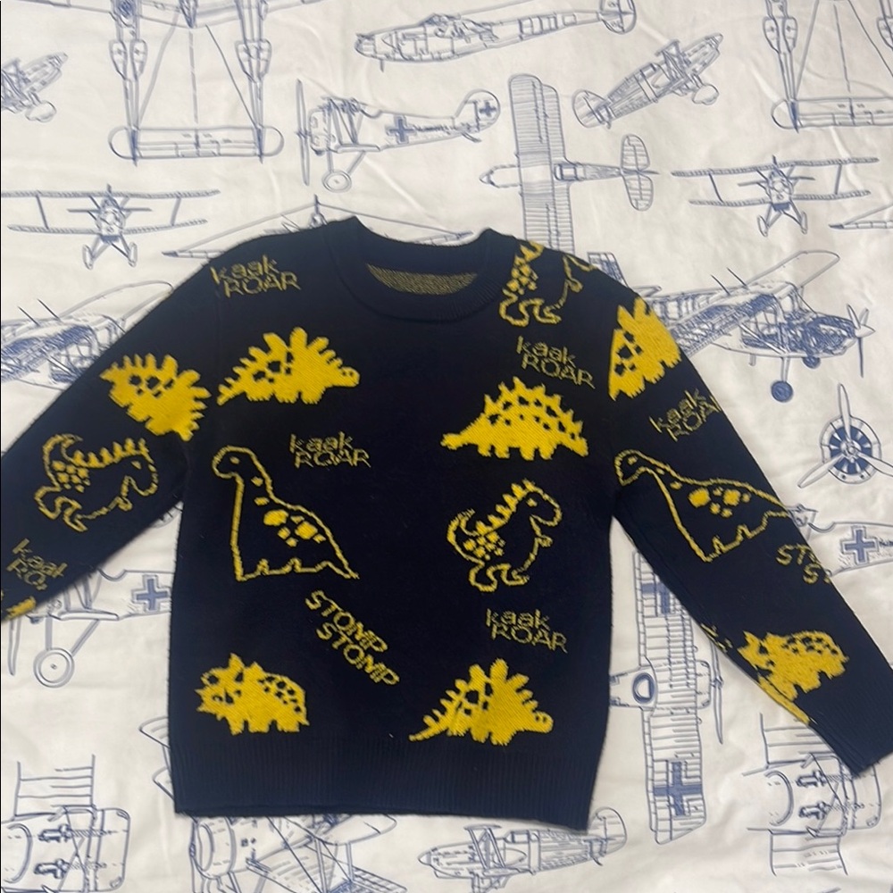 Kids Dinosaur Print blue and Yellow Sweater